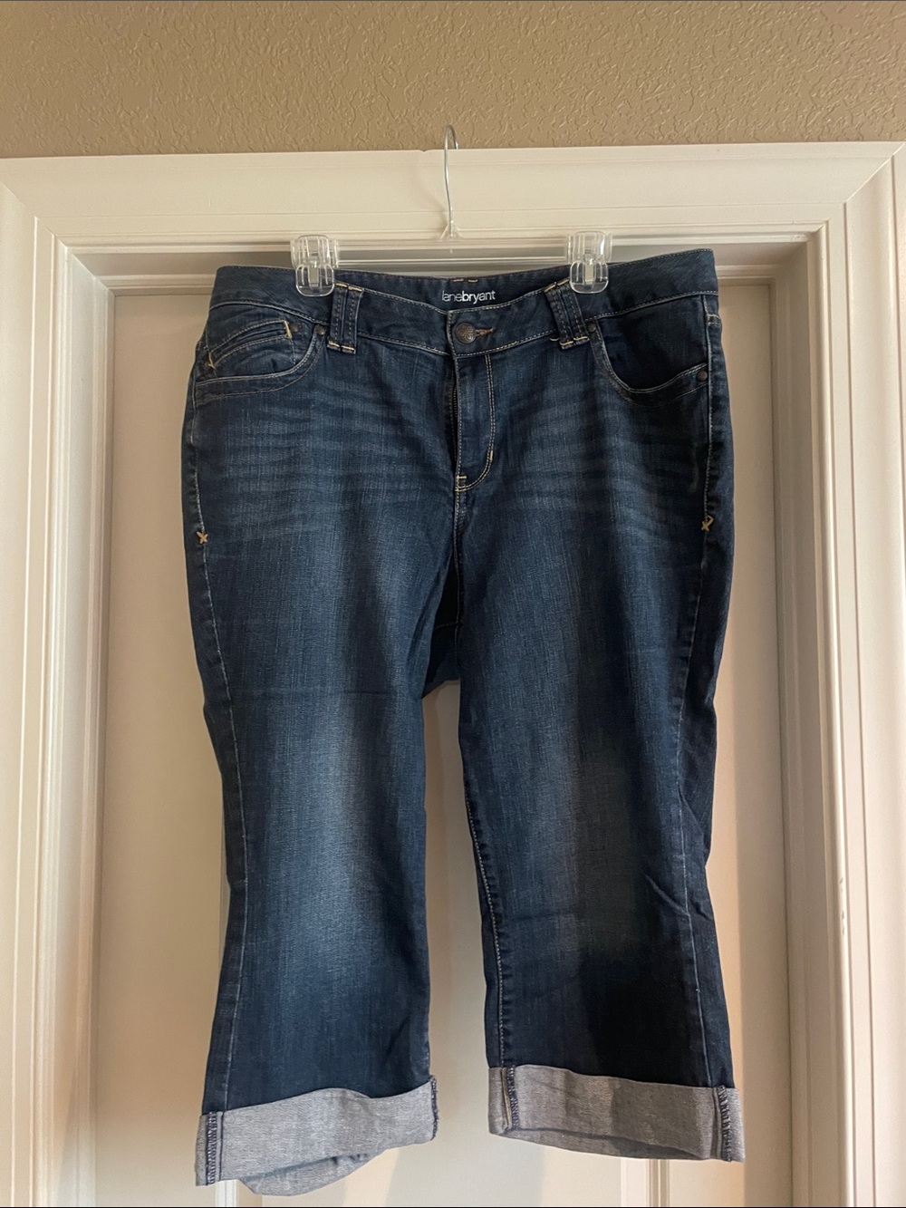 Lane Bryant Dark Blue Cropped Jeans with Rolled Cuff